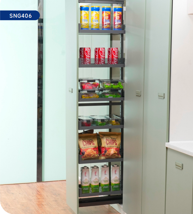 Sinoart Multi-Layer Tall Kitchen Pull-out Storage Glass Organizer Unit SNG 406