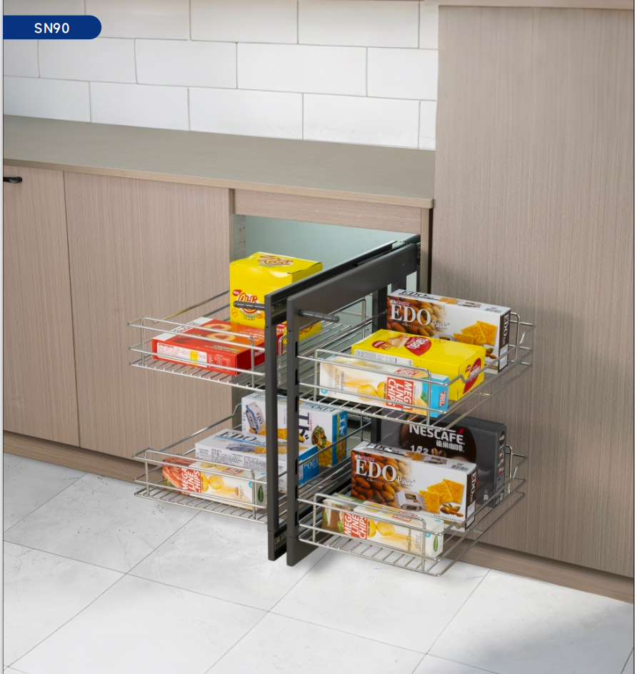 Sinoart Space-Saving Full-Extention Wire  Corner Kitchen Storage UnitSN90